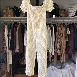 Checkered Cream Jumpsuit